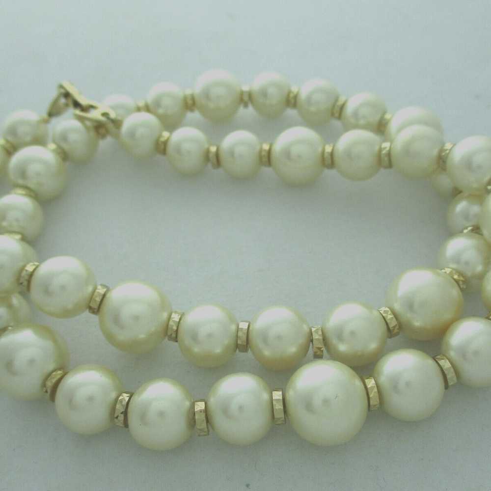 Vintage Napier Gold tone Faux Pearl Necklace 24" … - image 1