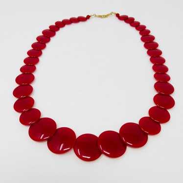 Vintage Clear Lucite selling Red Disc Geometric Deco Style Necklace