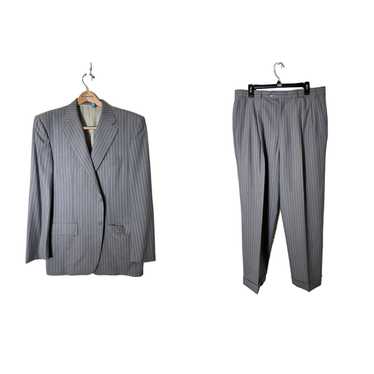 Corneliani Mens Corneliani Gray/White Striped Sui… - image 1