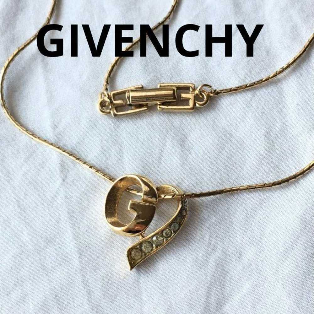 Vintage GIVENCHY gold necklace with zirconia heart - image 1