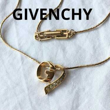 Vintage GIVENCHY gold necklace with zirconia heart - image 1