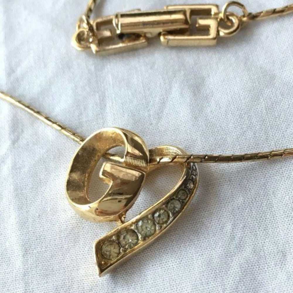 Vintage GIVENCHY gold necklace with zirconia heart - image 3