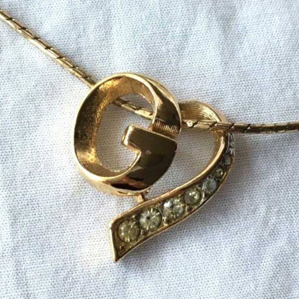 Vintage GIVENCHY gold necklace with zirconia heart - image 4