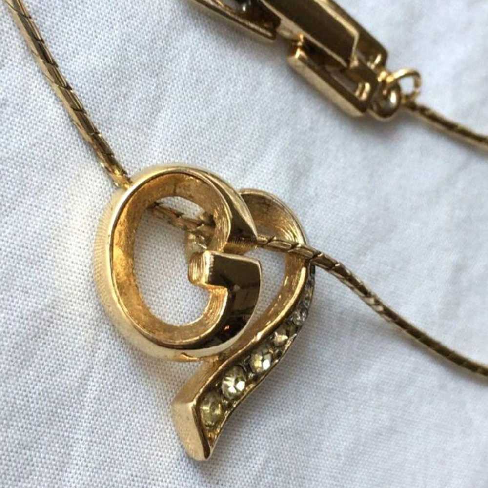 Vintage GIVENCHY gold necklace with zirconia heart - image 5