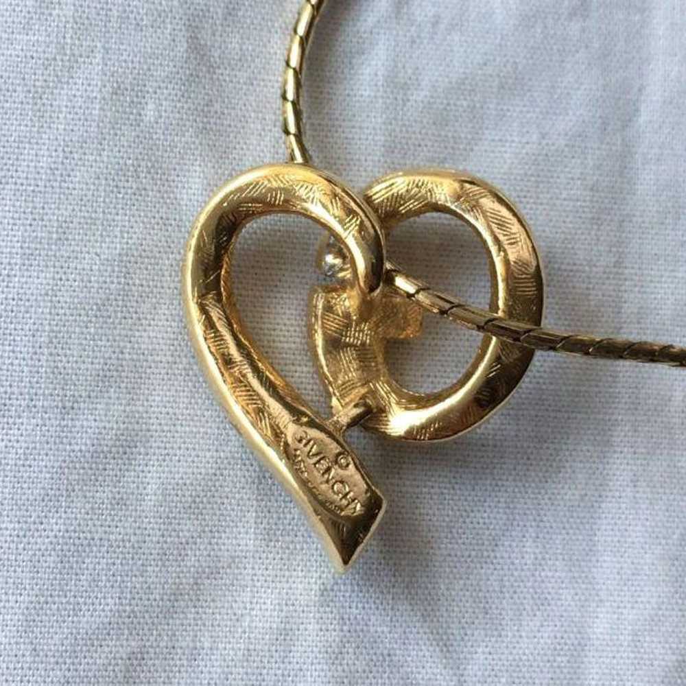 Vintage GIVENCHY gold necklace with zirconia heart - image 7