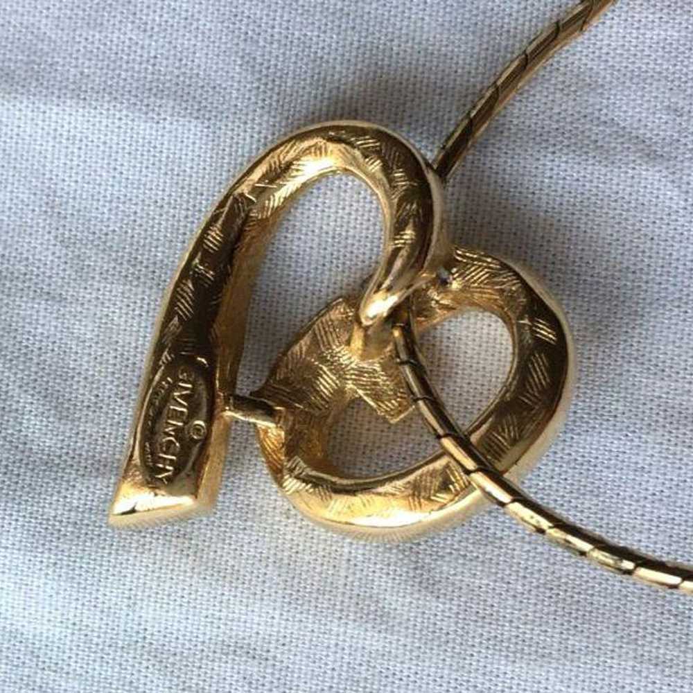 Vintage GIVENCHY gold necklace with zirconia heart - image 8