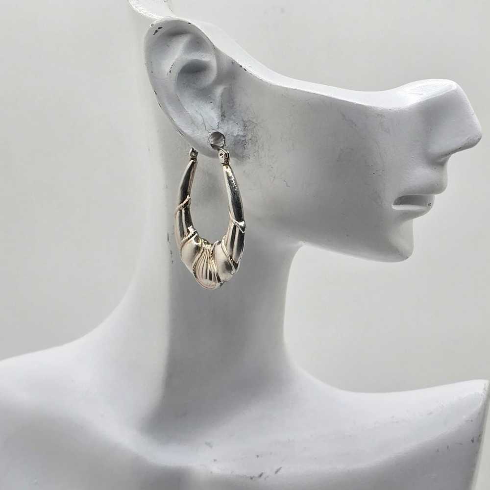 Vintage 925 Sterling Silver Puffy Hoop Earrings - image 5