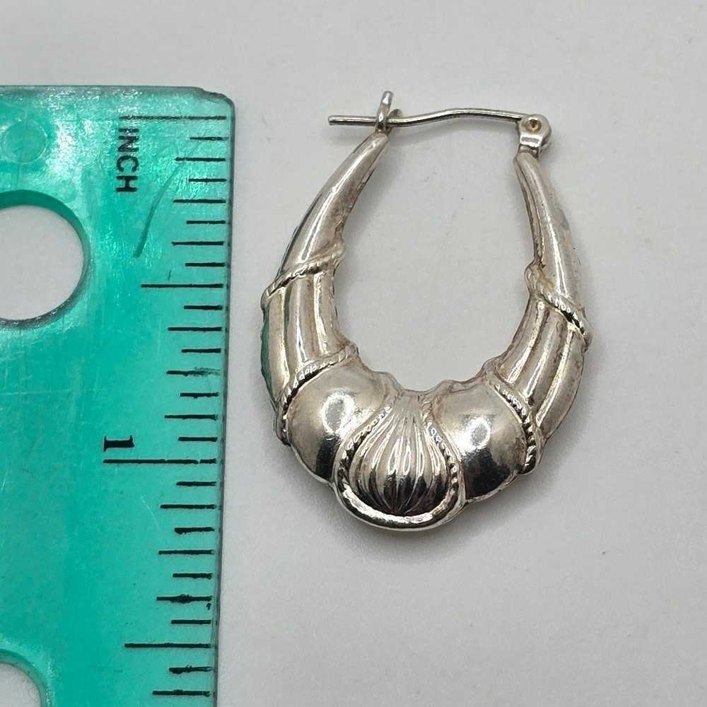 Vintage 925 Sterling Silver Puffy Hoop Earrings - image 8