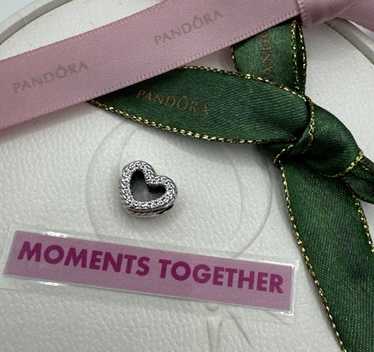PANDORA Snake Chain Pattern Open Heart Charm - RE… - image 1