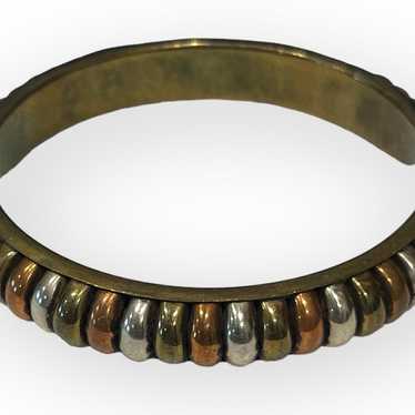 VTG mixed metal bracelet, brass bangle - image 1