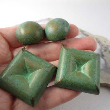 BIG Vintage Green Patina Copper Artisan Statement… - image 1