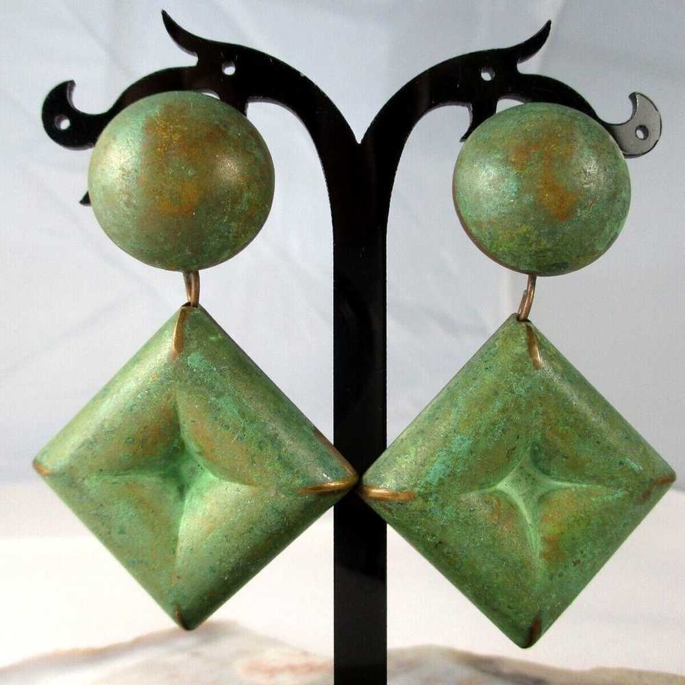 BIG Vintage Green Patina Copper Artisan Statement… - image 2