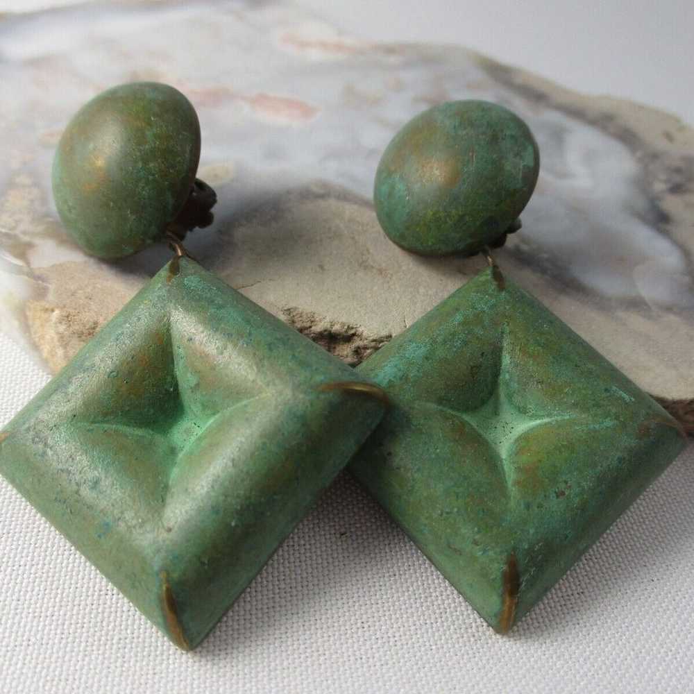 BIG Vintage Green Patina Copper Artisan Statement… - image 4