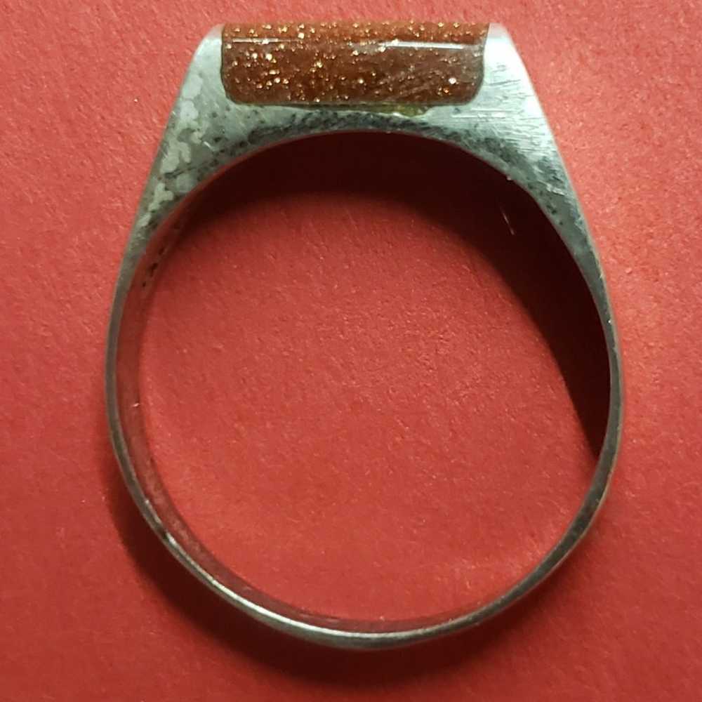 Vintage Mexico Goldstone Sterling Silver Ring - image 8