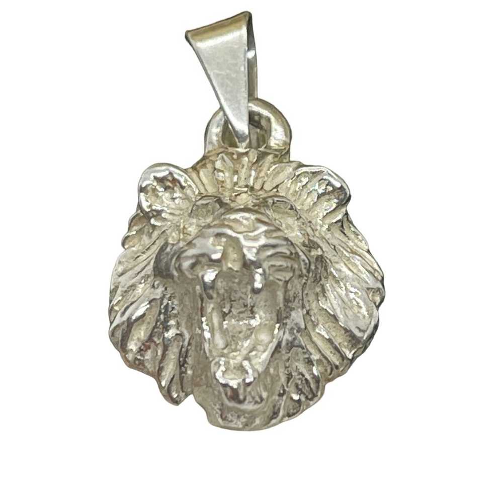 Vintage Sterling Silver Pendant 925 Lions Head An… - image 1