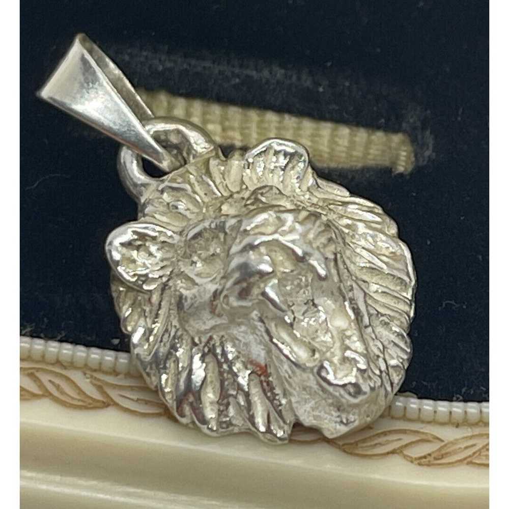 Vintage Sterling Silver Pendant 925 Lions Head An… - image 2