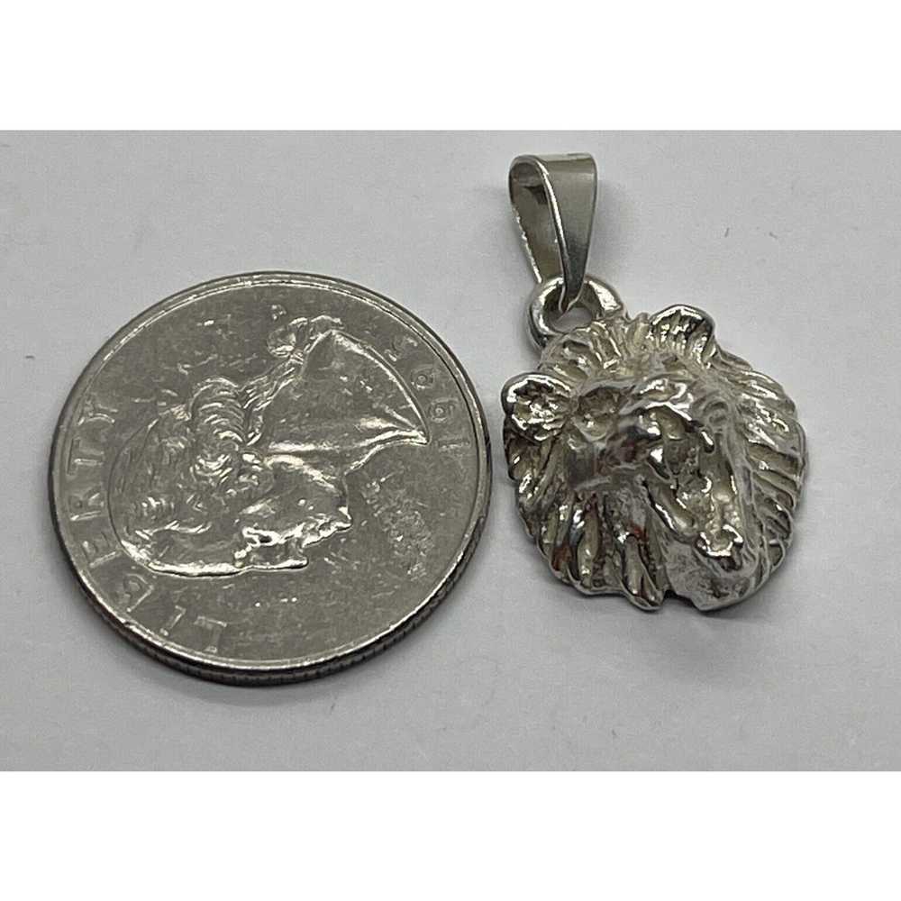 Vintage Sterling Silver Pendant 925 Lions Head An… - image 5