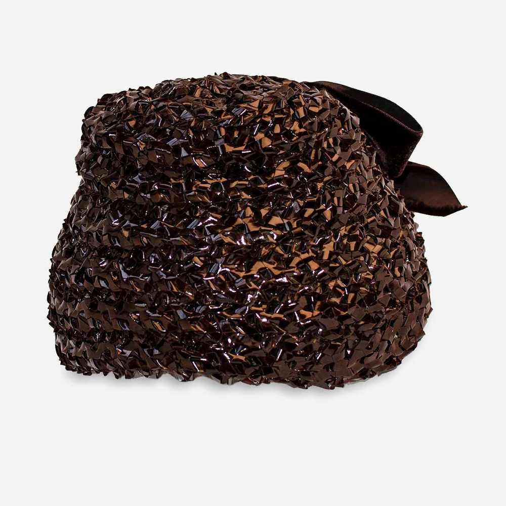 1950s Sally Victor Hat, Shiny Brown Straw | Sensa… - image 1