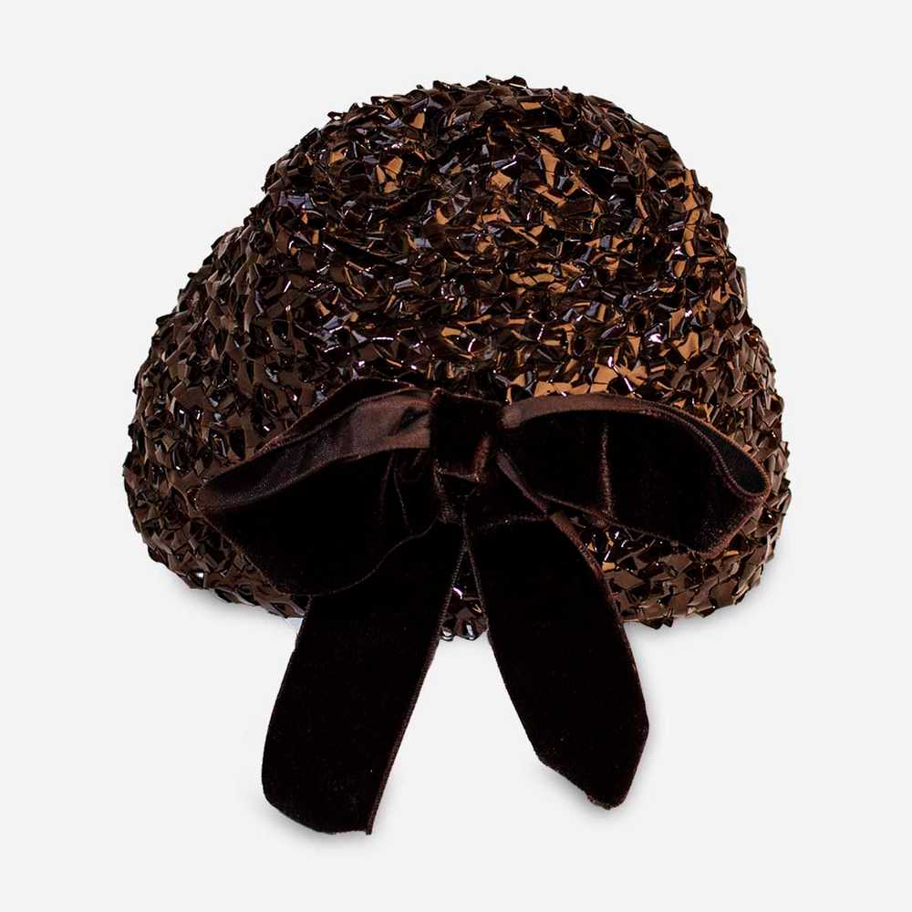 1950s Sally Victor Hat, Shiny Brown Straw | Sensa… - image 2