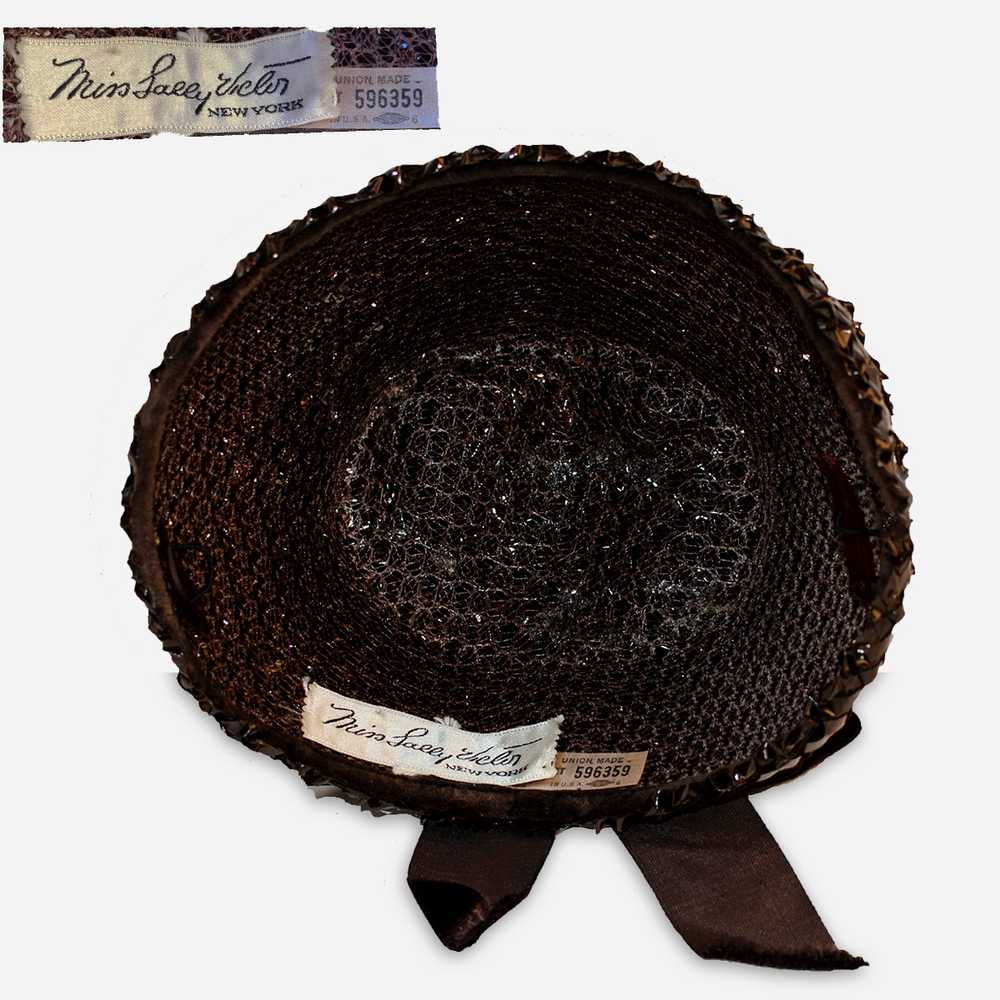 1950s Sally Victor Hat, Shiny Brown Straw | Sensa… - image 7