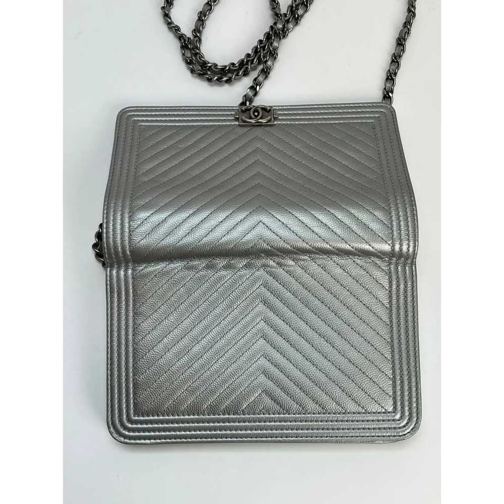 Chanel Silver Caviar Chevron Quilted Boy Wallet o… - image 10