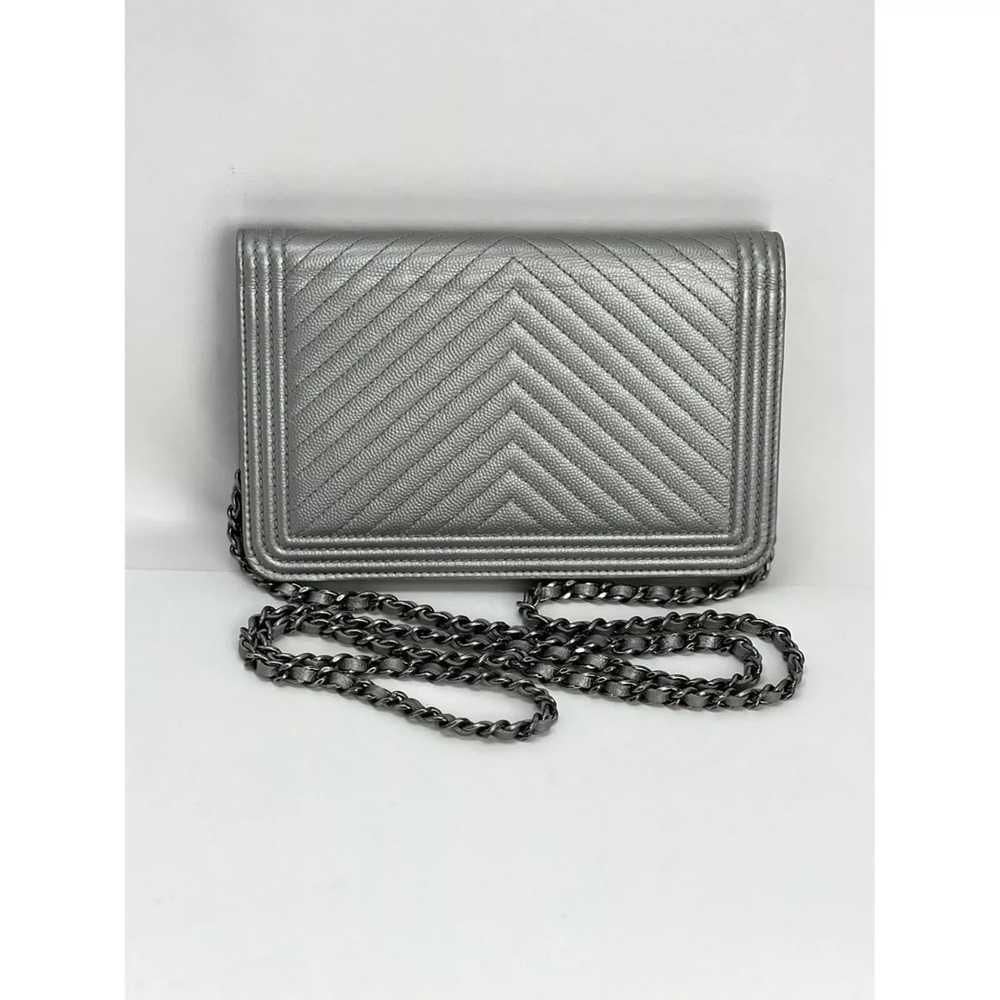 Chanel Silver Caviar Chevron Quilted Boy Wallet o… - image 2