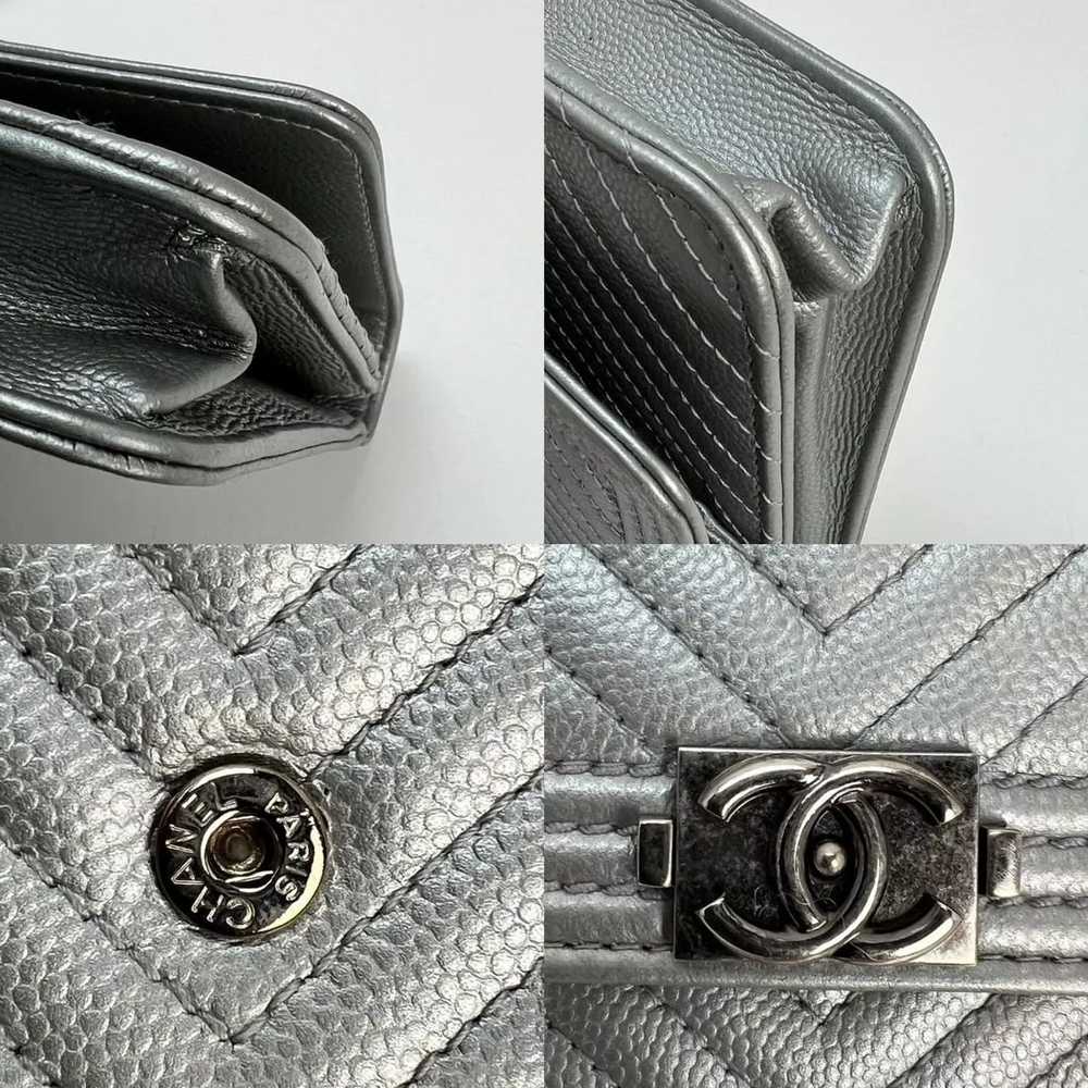 Chanel Silver Caviar Chevron Quilted Boy Wallet o… - image 8