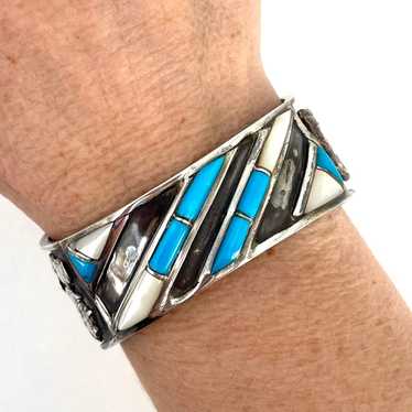 Stunning vintage sterling and turquoise cuff. - image 1