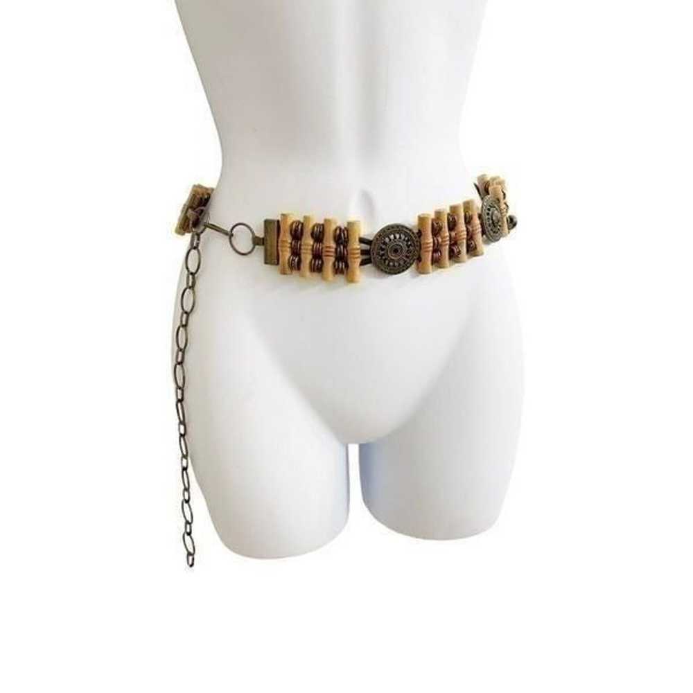 Womens Vintage Chain Beaded Adjustable Belt Bambo… - image 2