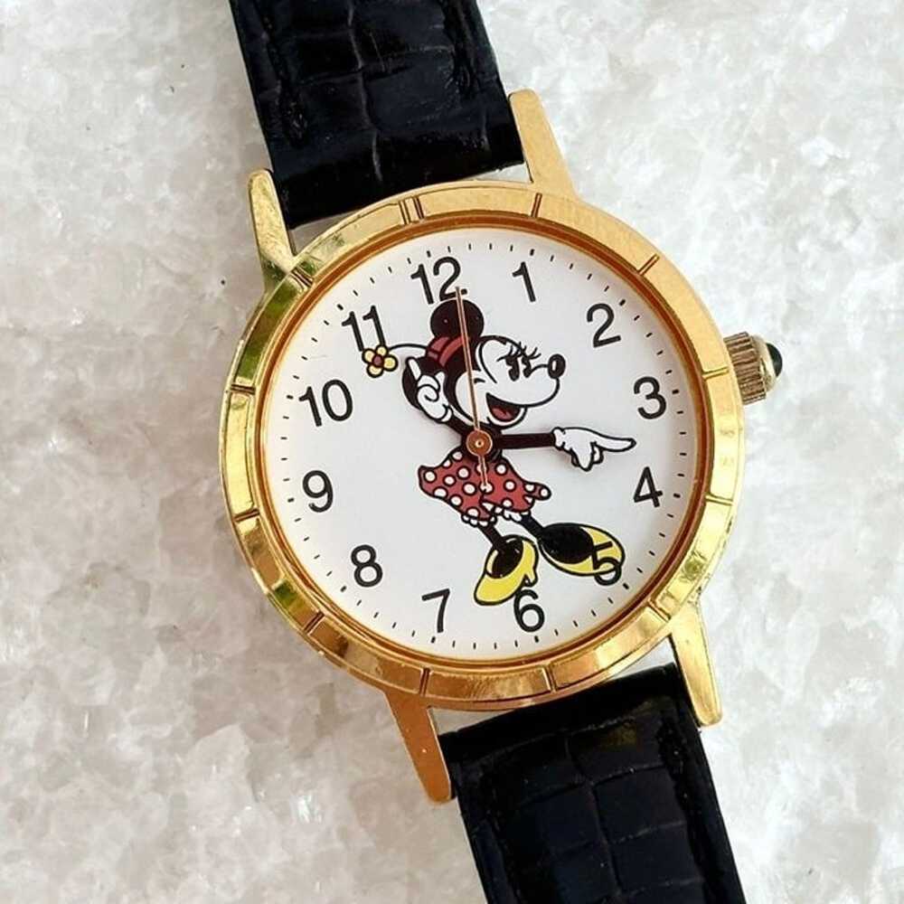 Disney Store Minnie Mouse Leather Gold Bezel Coll… - image 1