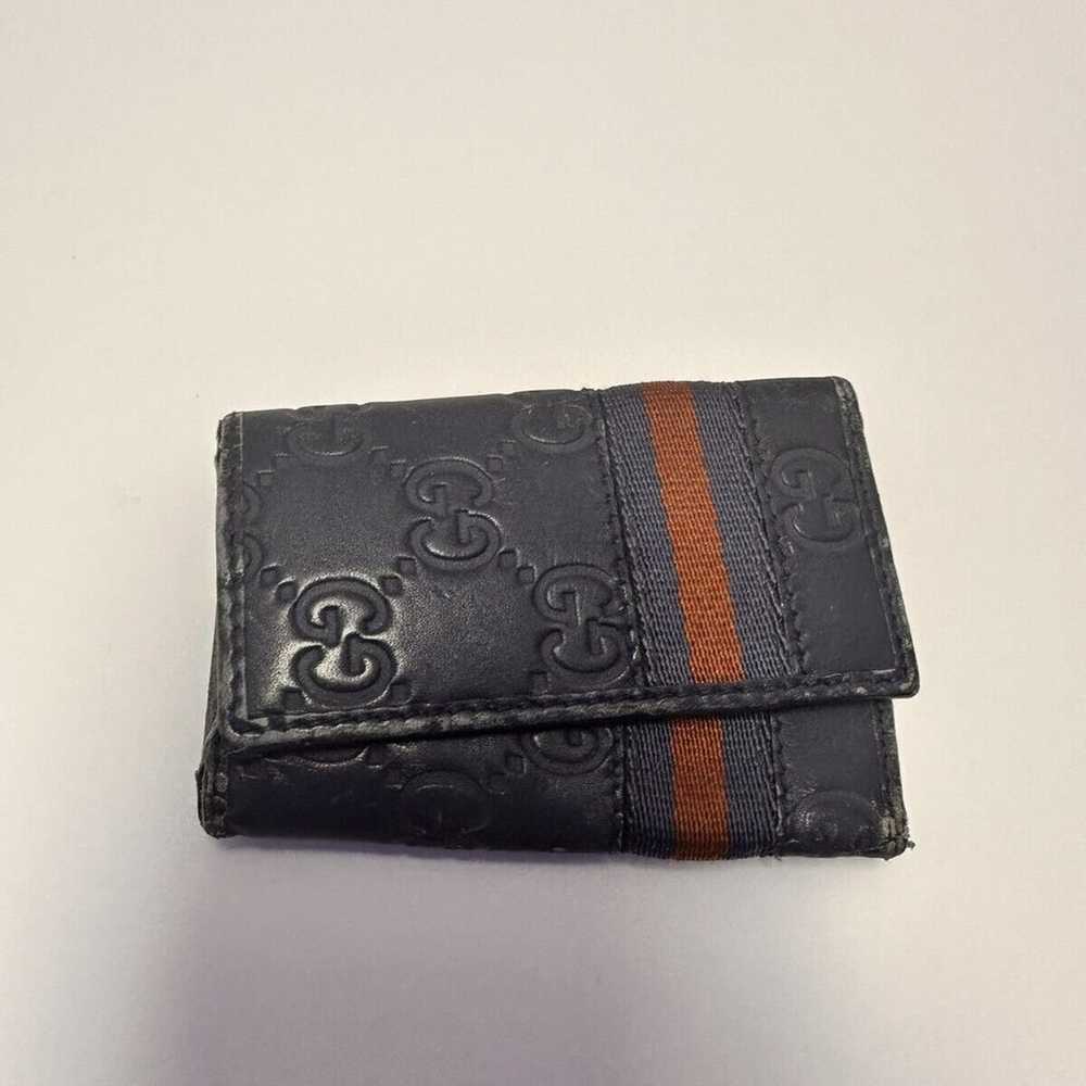 Authentic Vintage GUCCI Dark Blue Monogram Leathe… - image 1