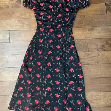 Black midi dress with roses - image 1