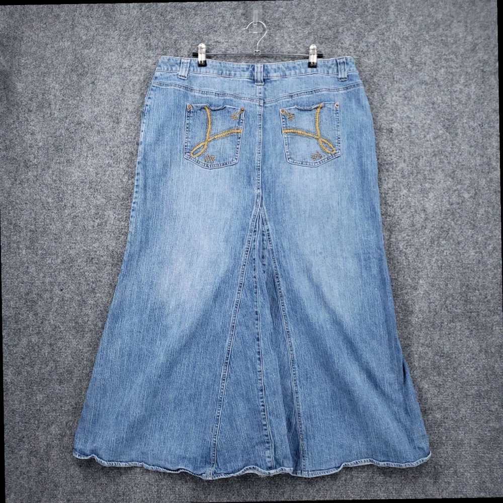 Vintage Womens Denim Jean Stretch Midi A-Line Ski… - image 2