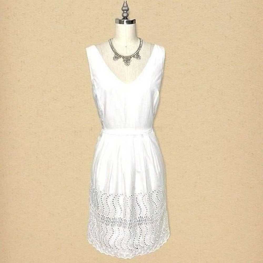 J. Crew White Delaney Eyelet Shift Dress with Poc… - image 1