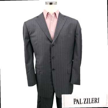 Pal Zileri Pal Zileri Gray Striped Pleated Two Bu… - image 1