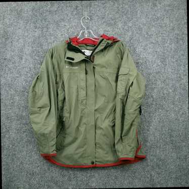 Rains Womens Full Zip Hooded Green Red Small Size 