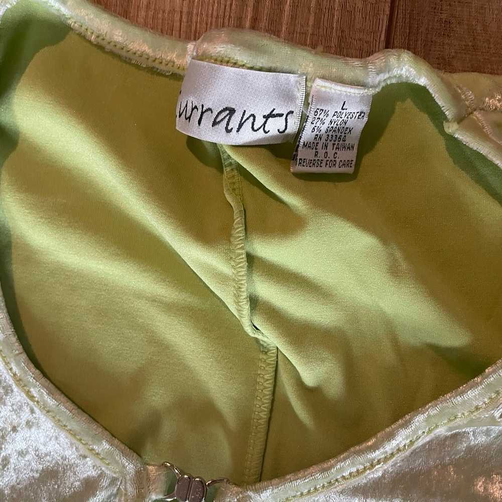 Vintage Y2K Lime Green Velvet Currants Dress - image 2