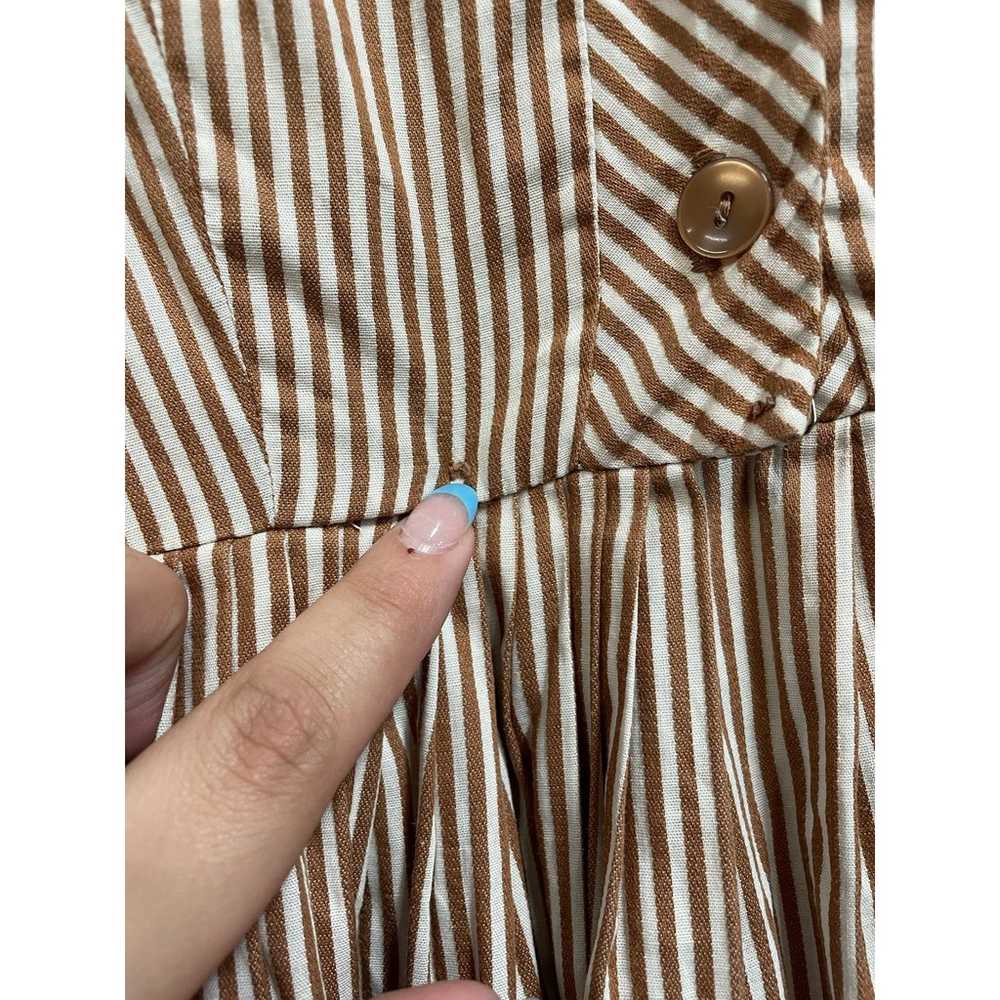 Vintage 50s Shirt And Flare Beige and White Strip… - image 4