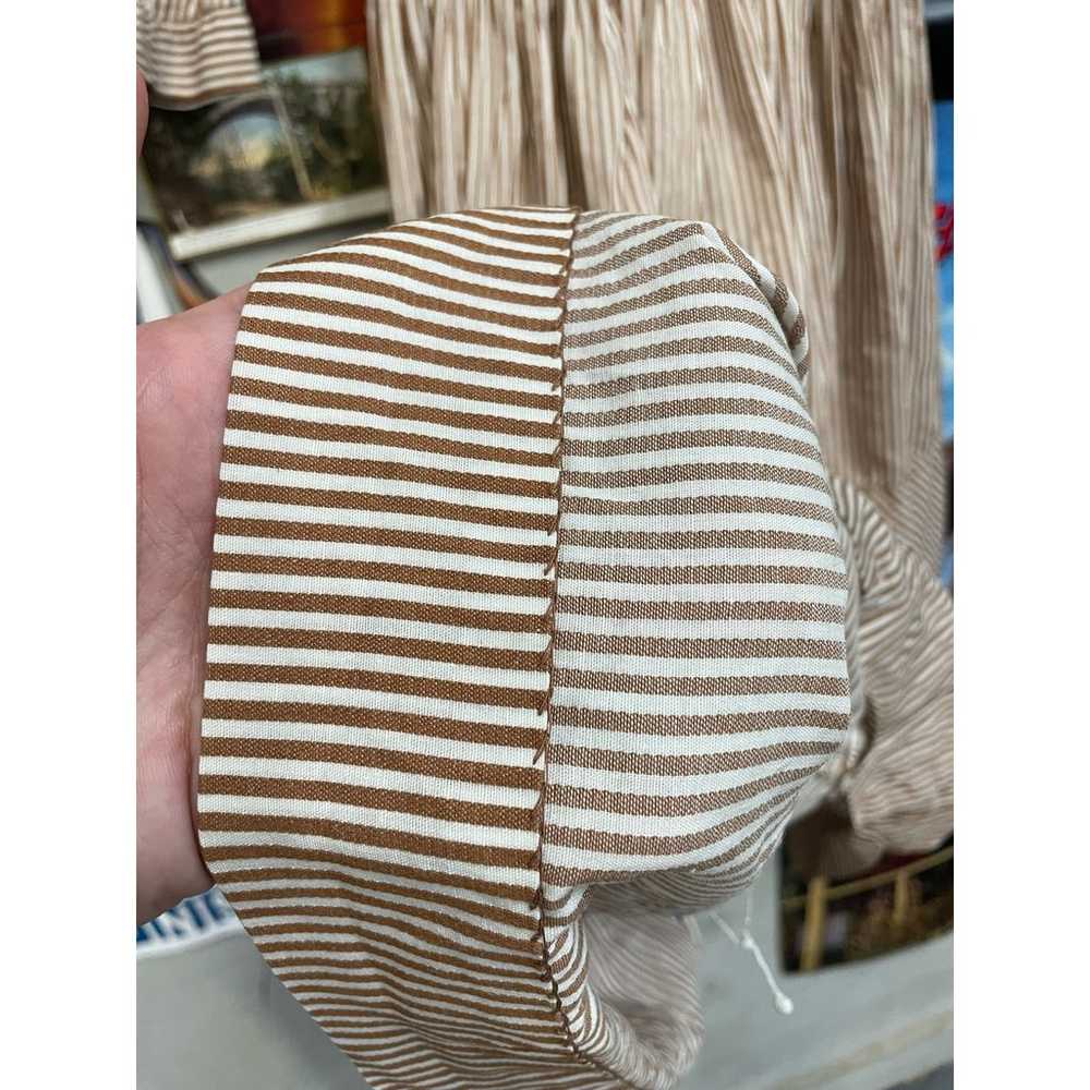 Vintage 50s Shirt And Flare Beige and White Strip… - image 7