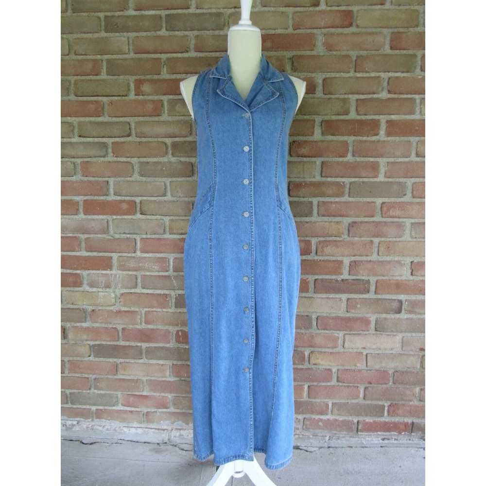 Arizona Jean Co Denim Maxi Dress Button Front Col… - image 1