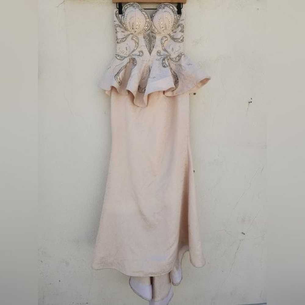 Vintage Mac Duggal Cream Strapless Peplum Tapestr… - image 2