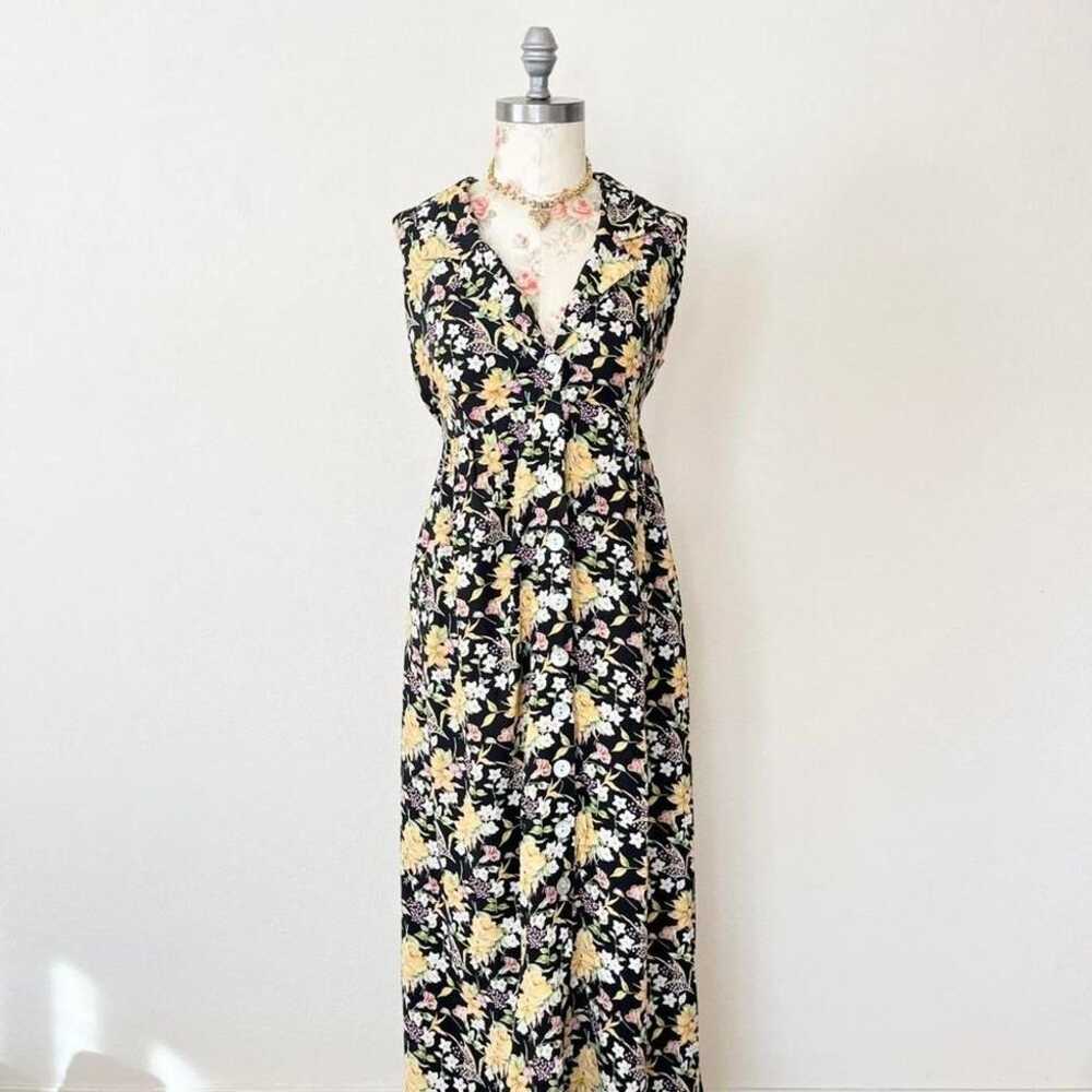 robbie bee vintage black floral maxi dress womens… - image 1