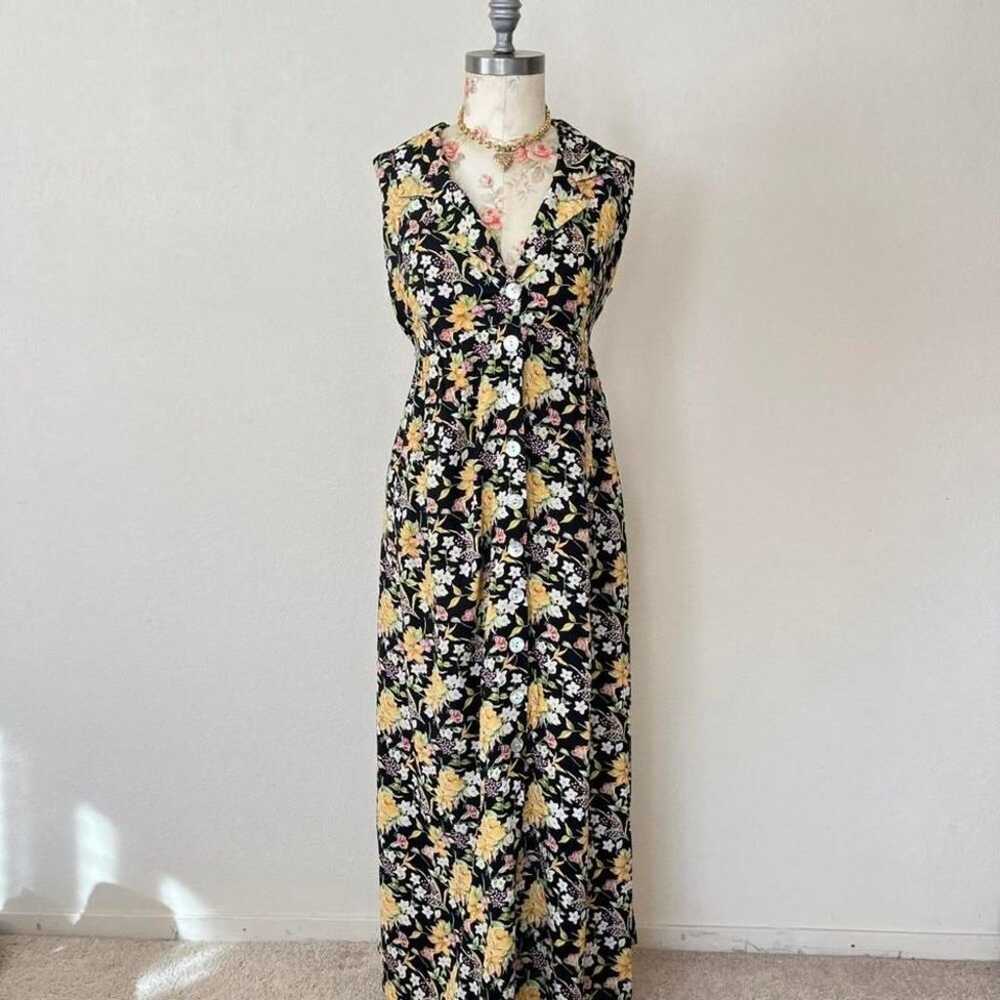 robbie bee vintage black floral maxi dress womens… - image 2