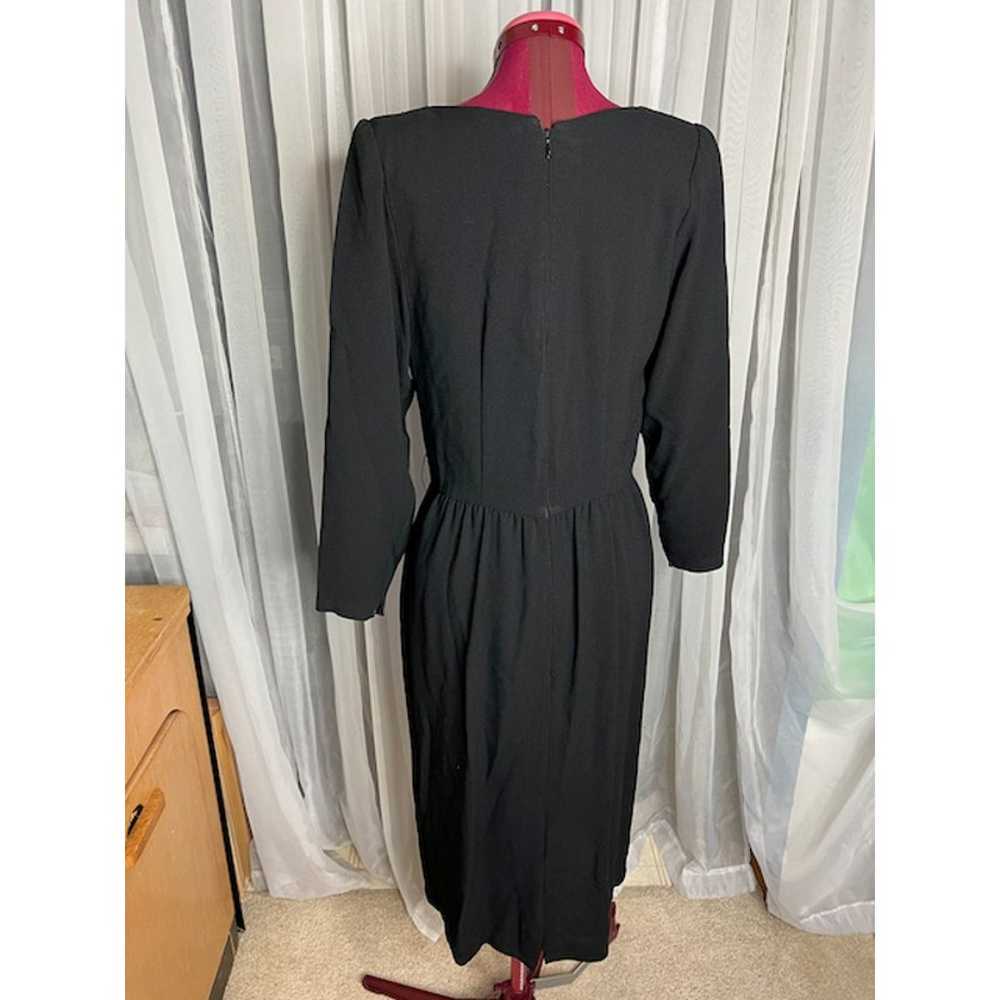 dress 1980s drape front studded V neck black silv… - image 3