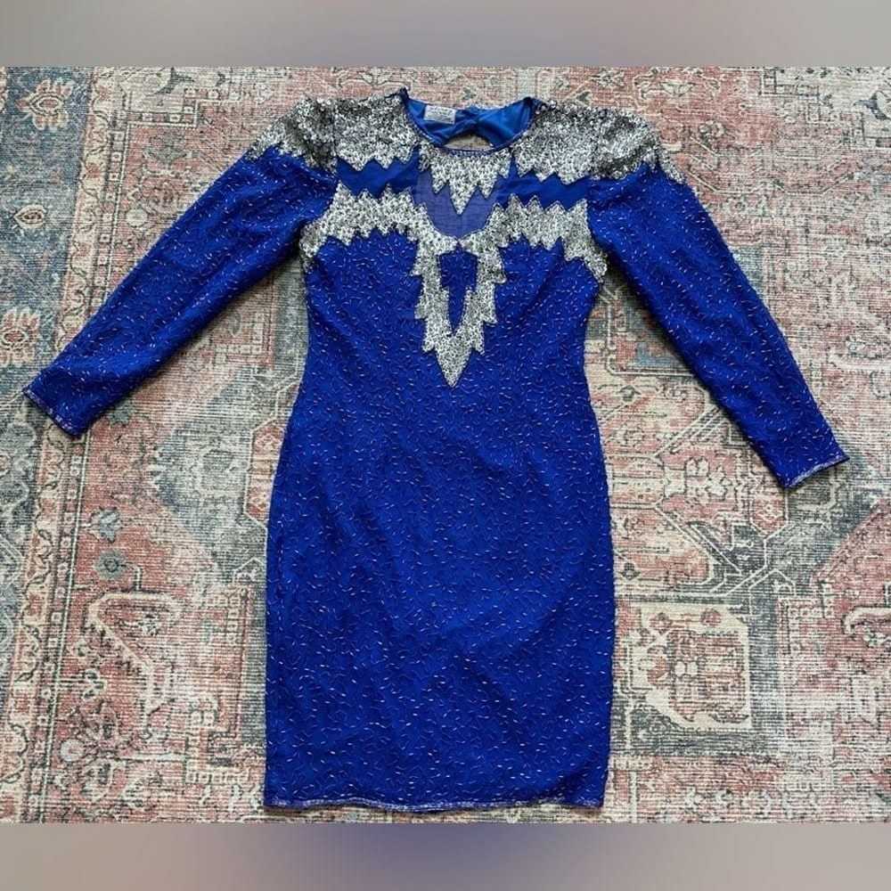 VTG Stenay Electric Blue & Silver Sequin Glam Dre… - image 6