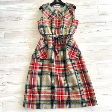 【Rare】Yorkland Vintage Wool One-piece Dress Check… - image 1