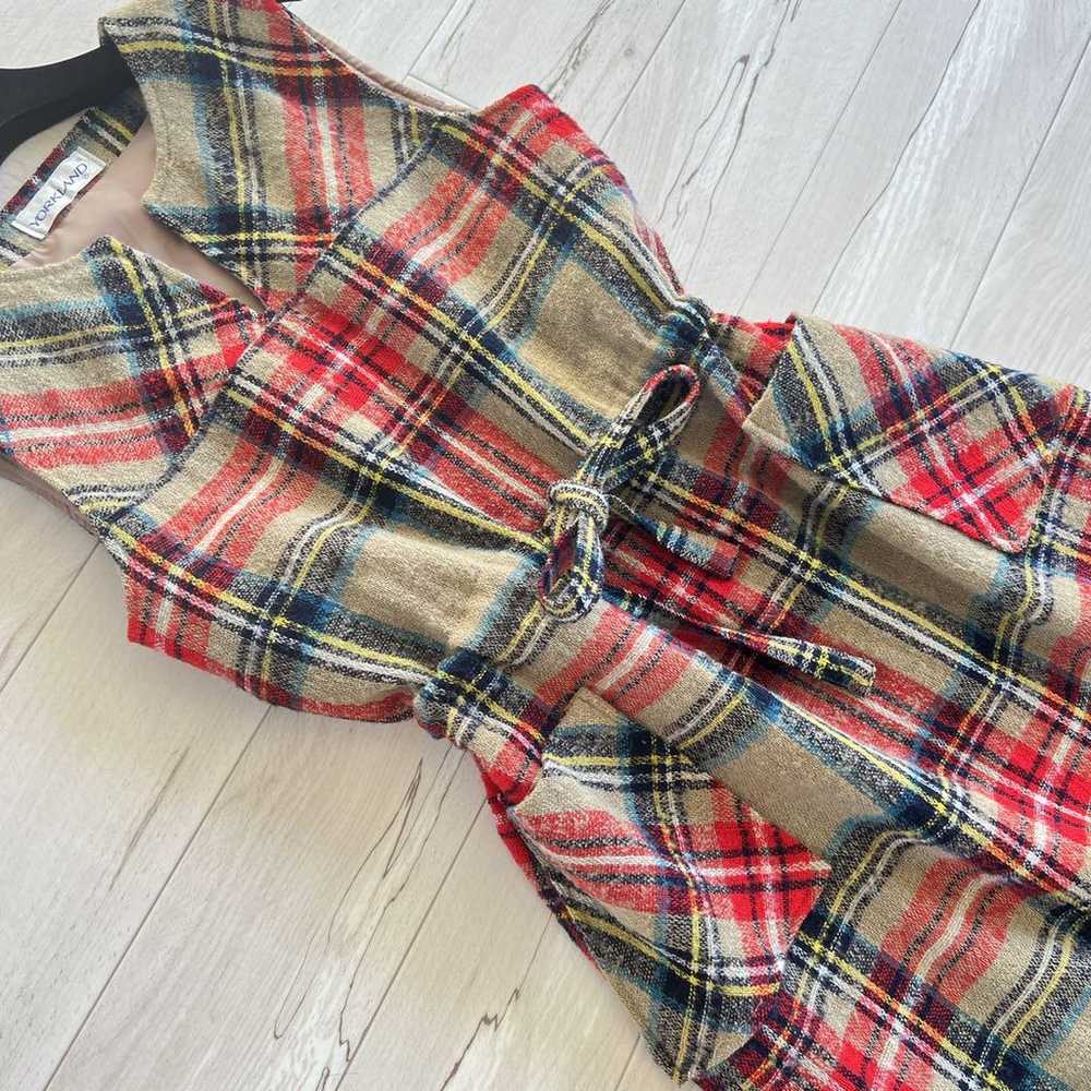 【Rare】Yorkland Vintage Wool One-piece Dress Check… - image 3