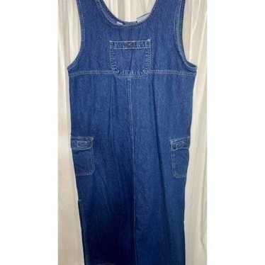 Vintage 1990s  Maxi Cottage denim dress with pock… - image 1