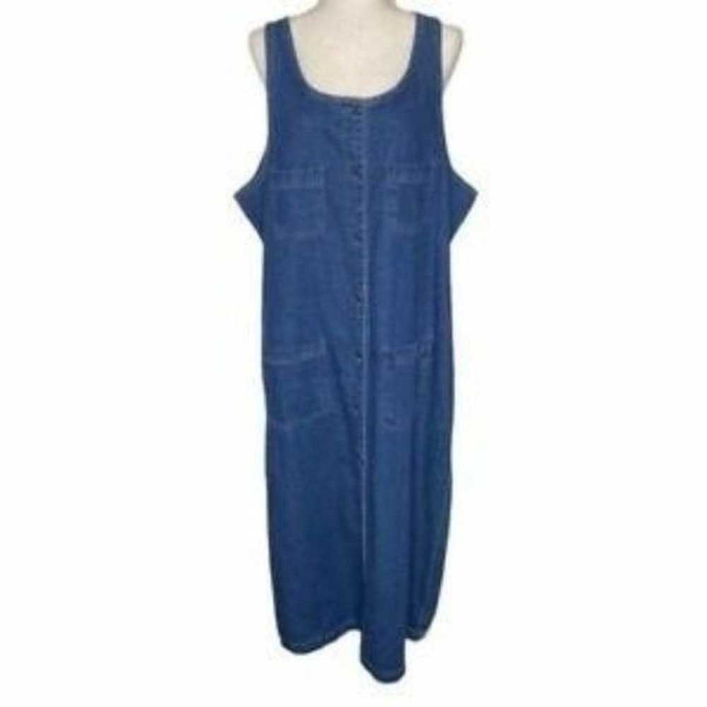 Vintage 1990s  Maxi Cottage denim dress with pock… - image 3