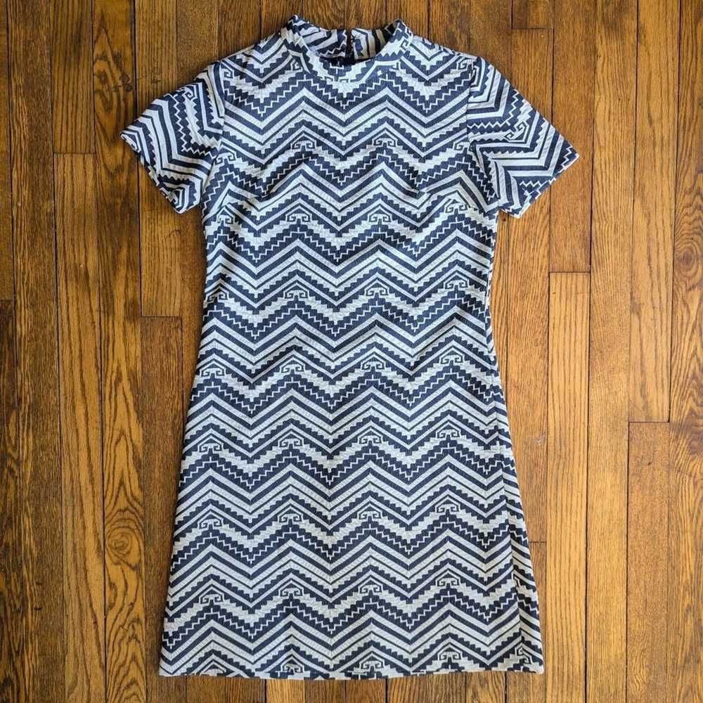 Vintage 60's Geometric Print Shift Mini Dress - image 1